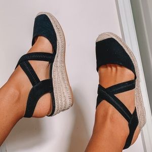 H&M Black Suede Wedges